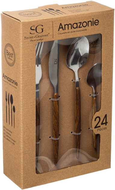 Komplet sztućców Secret de Gourmet Amazonie z drewnianą rączką 24 szt (3560237542270) - obraz 8