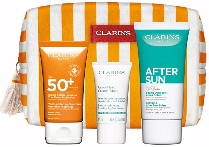 Набір для догляду за обличчям Clarins Крем для обличчя SPF50 50 мл + Крем-маска для обличчя Cryo-Flash 15 мл + Бальзам після засмаги 75 мл (3666057306983) - зображення 1