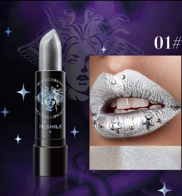 Губна помада блискуча Gliter Lipstick MLSMILE №1 Срібна водостійка - зображення 5
