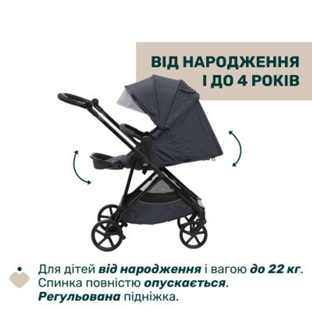 Коляска Chicco 2 в 1 Seety чорная (2900990869008) (87097.53.01) - изображение 2