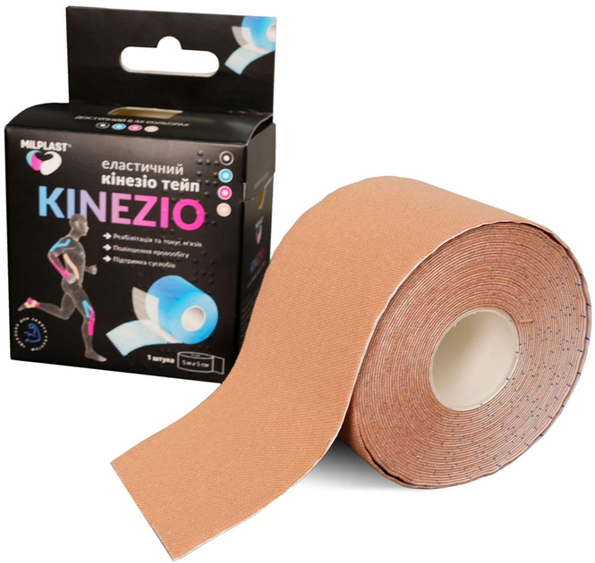 Milplast Kinezio эластичный кинезио тейп 5 м x 5 см, бежевый - изображение 1