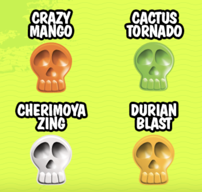 Льодяники кислі Sour Madness Tropical у вигляді черепа 60 г від