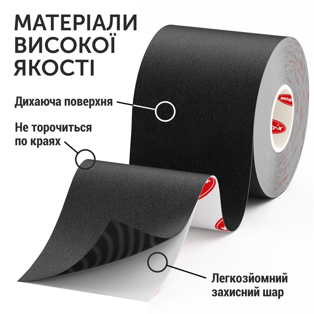 Кинезио спортивный тейп Mighty-X 5 см х 5 м Черний Кинезиотейп - The Best USA Kinesiology Tape - изображение 5