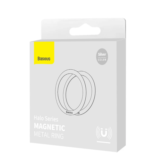 Пластина для магнітного тримача Baseus Halo Series Magnetic Metal Ring（2pcs/pack）Silver (PCCH000012) - изображение 2
