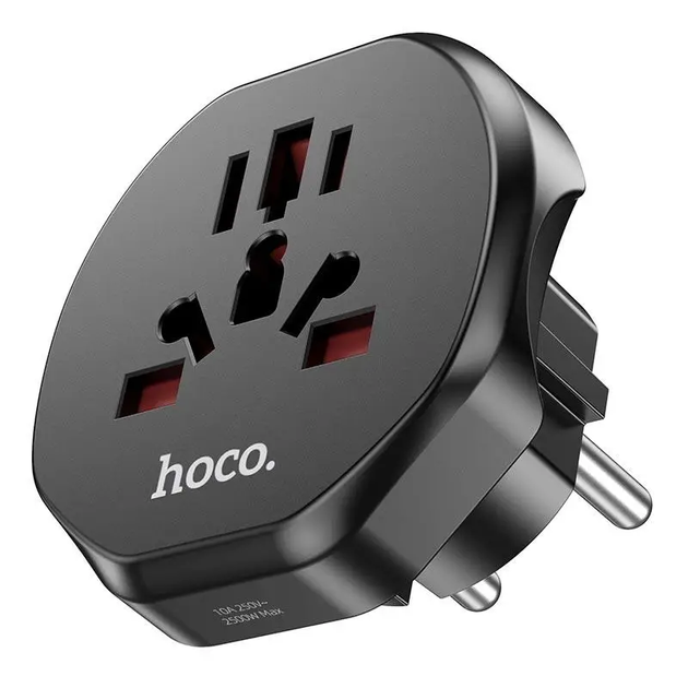 Мережевий адаптер HOCO AC6 Unimpeded universal conversion plug Black (6931474791511) - зображення 4