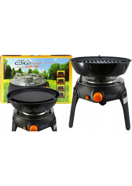 Портативный газовый гриль плита ELICO MASTER CHEF мощность 2.2 кВт газ пропан/бутан на 3 ногах с пьезоподжигом Черный - Фото 7 Портативный газовый гриль плита ELICO MASTER CHEF мощность 2.2 кВт газ пропан/бутан на 3 ногах с пьезоподжигом Черный - изображение 7