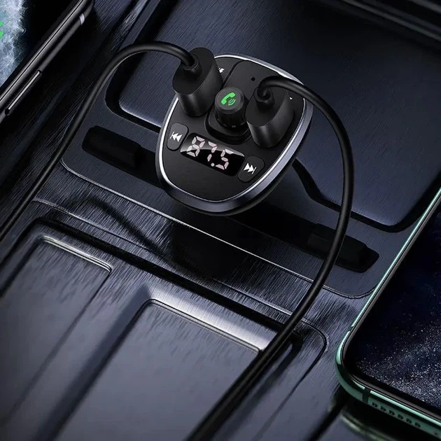 Автомобильный FM-трансмиттер Usams US-CC115 C21 Dual USB 3.4A Digital Display Wireless FM Car Charger 15 Вт Black - изображение 7