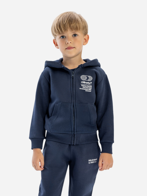 Детская теплая толстовка с капюшоном для мальчика Minoti 19fleece60 41332JNR 92-98 см Темно-синяя (5063025357905) 
