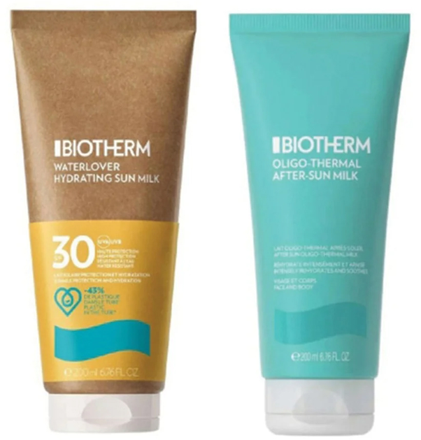 Набір для догляду за обличчям та тілом Biotherm Сонцезахисне молочко SPF30 200 мл + Молочко після засмаги 200 мл (3614274001570) - зображення 2