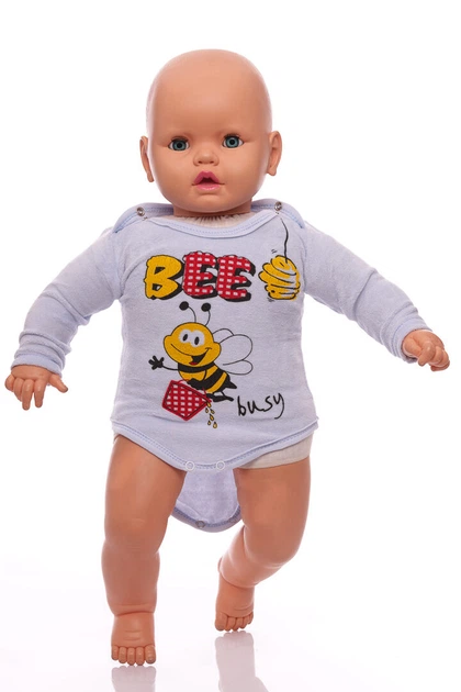 Боди с длинным рукавом для мальчика велюр голубое Bee MiniPapi 74 см (27523) - Фото 3 Боди с длинным рукавом для мальчика велюр голубое Bee MiniPapi 74 см (27523) - изображение 3