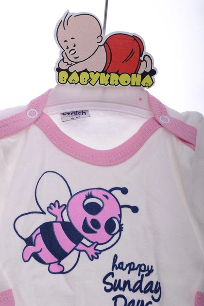 Боди с длинным рукавом для девочки Пчелка белое хлопок BabyKroha 86 см (37542) - изображение 2