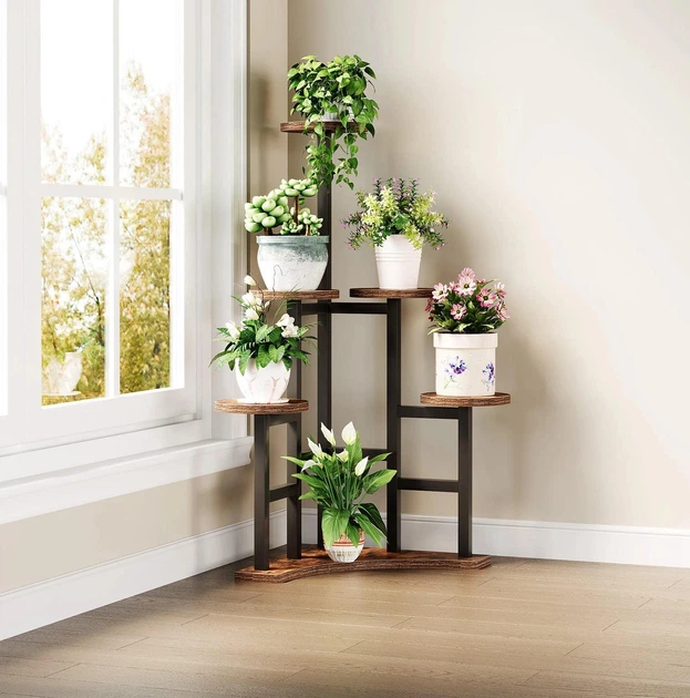 yuu★ Подставка угловая для комнатных растений 6-ярусная, серый