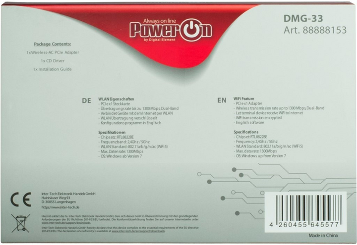 Adapter Wi-Fi Inter-Tech PowerOn DMG-33 (4260455645577) - obraz 4
