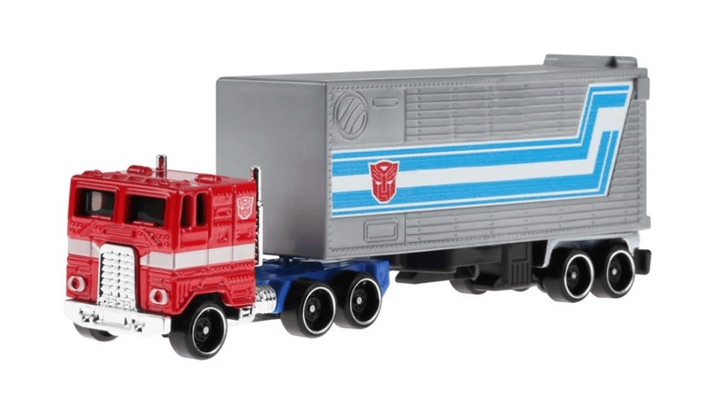 Машинка Базовая Hot Wheels Optimus Prime T7 Transformers и Транспортер Track Fleet 1:64 HXH02/JFF66 Red - изображение 2
