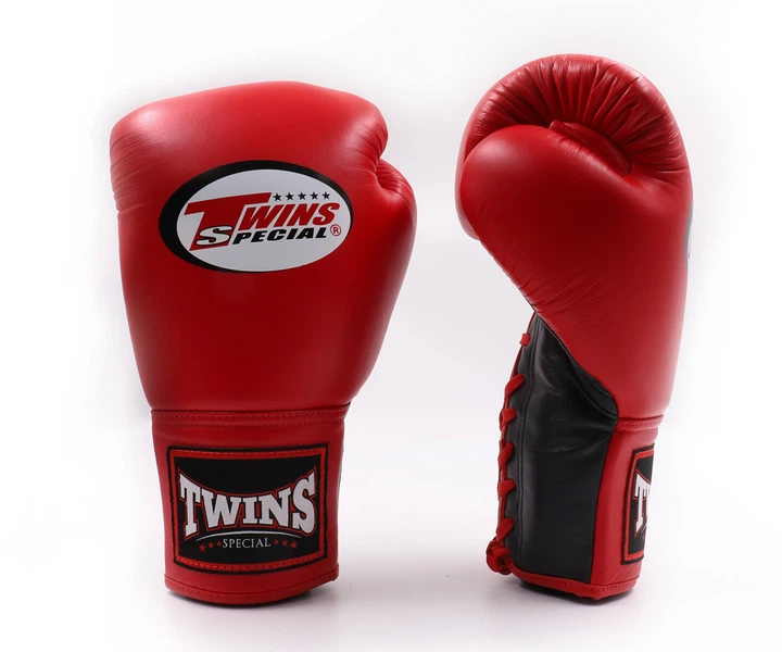 Боксерские перчатки Twins Lace Up Boxing Gloves BGLL1 Red Black (BGLL1-RDBK-12oz) - изображение 2