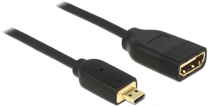 Kabel Delock Cable High Speed HDMI with Ethernet – HDMI Micro-D - HDMI-A 3D 4K 20 cm Black (4043619656875) - obraz 1