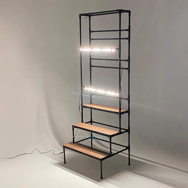 Многоярусная подставка для цветов Barva Metalight с подсветкой LED фитолампами полного спектра металлическая с подвесом вазонов и кашпо - Фото 8 Многоярусная подставка для цветов Barva Metalight с подсветкой LED фитолампами полного спектра металлическая с подвесом вазонов и кашпо - изображение 8