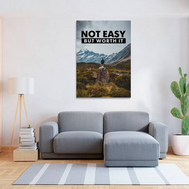 Плакат-постер на стену с мотивационным принтом "Not easy but worth it" ПЛ000894A4 - изображение 2