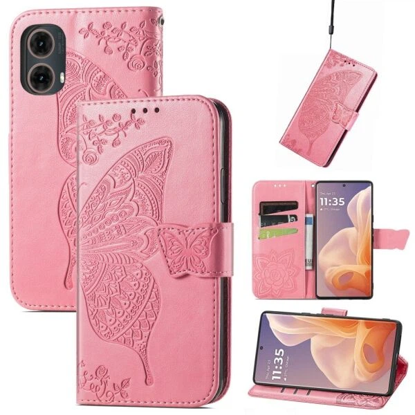 Чохол-книжка з малюнком UniCase Butterfly Pattern для Motorola Moto G85 - Pink - зображення 4