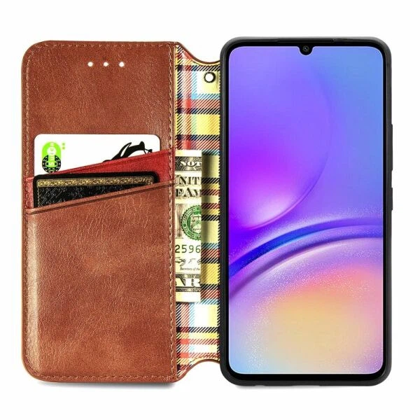 Чехол Deexe Rhombus Wallet для Samsung Galaxy A06 (A065) - Brown - изображение 2