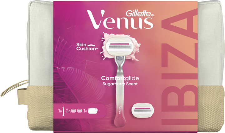 Подарунковий набір Gillette Venus Comfortglide Sugarberry Plus Olay Станок для гоління жіночий з 2 змінними картриджами + Косметичка (8700216534383) - зображення 2