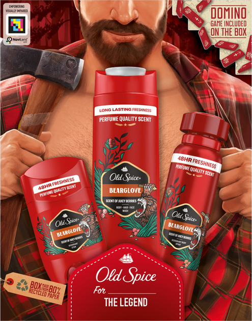 Подарунковий набір Old Spice Bearglove Lumberjack Аерозольний дезодорант 150 мл + Дезодорант-стік 50 мл + Гель для душу 250 мл (8700216571326) - зображення 2