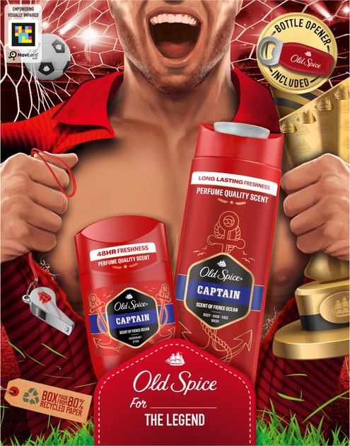 Подарунковий набір Old Spice Captain Footballer Дезодорант-стік 50 мл + Гель для душу 250 мл + Відкривачка для пляшок (8700216131599) - зображення 2