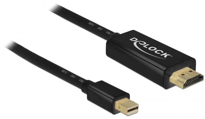 Кабель Delock Passive mini DisplayPort 1.1 - HDMI 2 m Black (4043619836994) - зображення 1