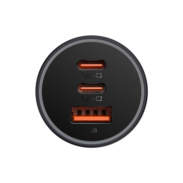 Зарядное устройство в прикуриватель 65W Baseus Golden Contactor Pro Triple 2xType-C/USB серый (CGJP010013) - изображение 8