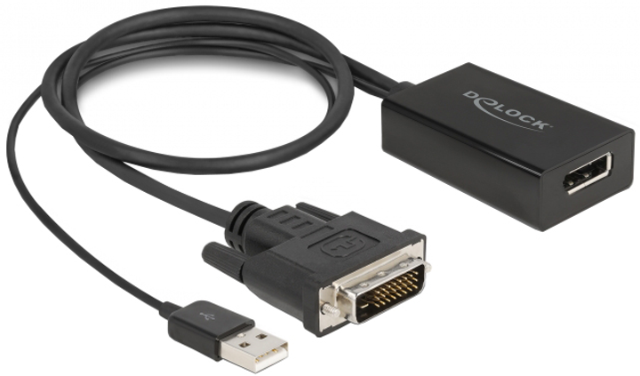 Адаптер Delock DVI - DisplayPort 1.2 50 cm Black (4043619631896) - зображення 2