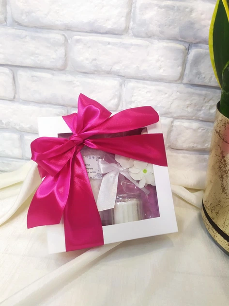 Подарочный набор для сауны, бани, женщине, девушке, маме, SPA, ванной комнаты, вафельный тюрбан, морская соль, арома-свеча, мыльные цветы, цвет пудровая роза (5743-2208) - изображение 5
