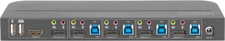 KVM-перемикач Digitus 4-портовий, 4K60Hz, 4 x DP in, 1 x DP/HDMI out (DS-12890) - зображення 4