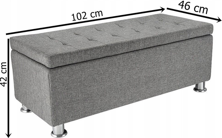 М'який пуф OTE 102 x 46 x 42 см Сірий (OTE-PUF-SZAR) - зображення 3