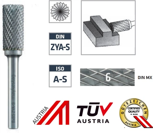 Frez trzpieniowy cylindryczny Alpen z uzębieniem czołowym cut 6 typ ZYA-S Ø10 x 65 mm (778606110100) (9002740790594) - obraz 2