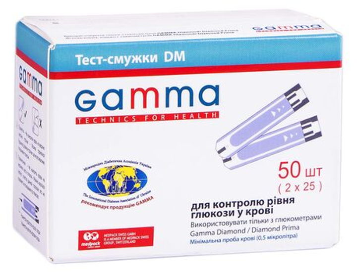 Тест-смужка для глюкометра GAMMA DM 50 шт. - изображение 1