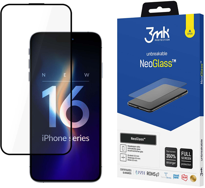 Szkło bezpieczne 3MK NeoGlass do Apple iPhone 16 Pro Max Black (5903108597876) - obraz 1