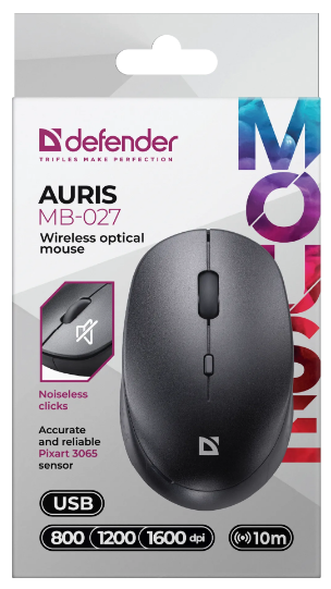 Миша Defender Auris MB-027, Black (52027) (6893350) - Фото 4 Миша Defender Auris MB-027, Black (52027) (6893350) - изображение 4