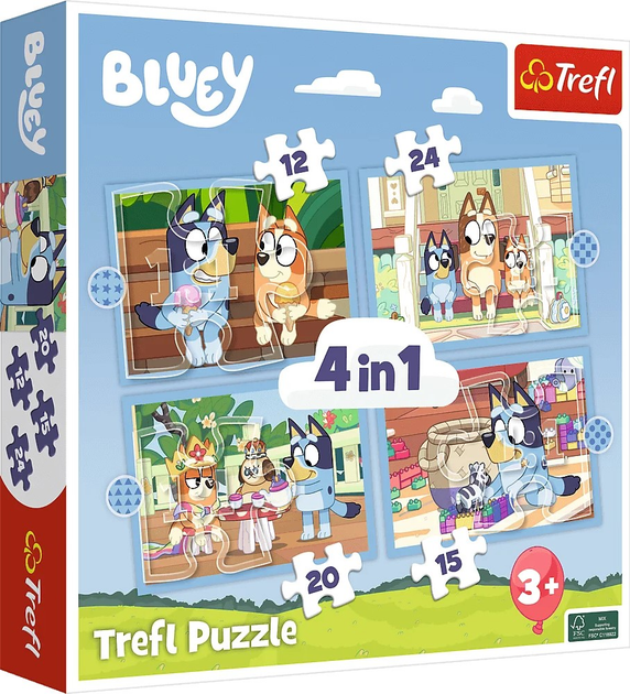 Puzzle Trefl Bluey i jej świat 4 w 1 71 element (5900511346374) - obraz 1