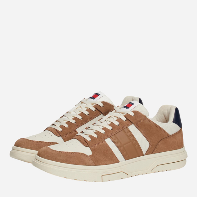 Sneakersy męskie skórzane Tommy Hilfiger EM0EM01457-GWE 41 Brązowe (8720637382158) - obraz 2