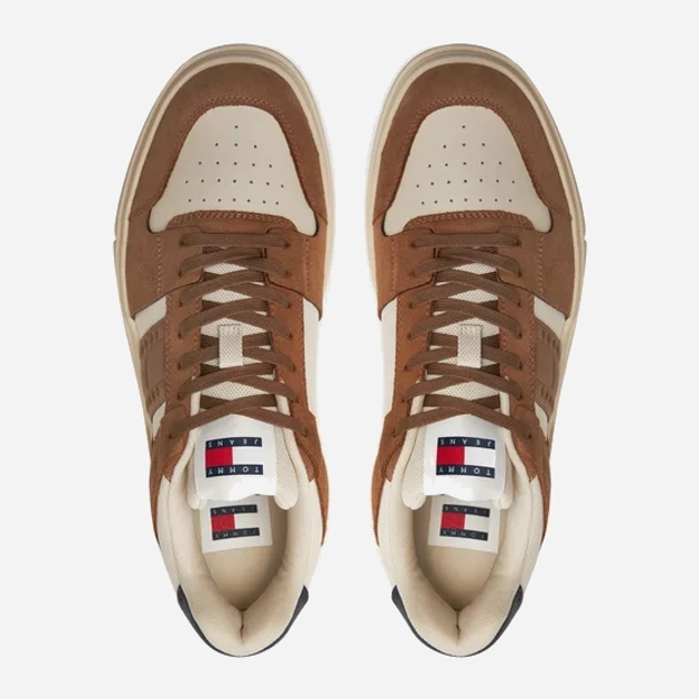 Sneakersy męskie skórzane Tommy Hilfiger EM0EM01457-GWE 41 Brązowe (8720637382158) - obraz 5
