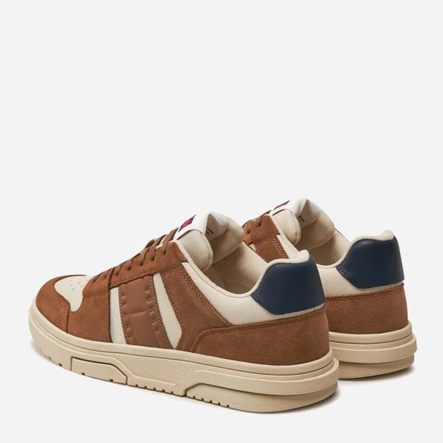 Sneakersy męskie skórzane Tommy Hilfiger EM0EM01457-GWE 43 Brązowe (8720637382479) - obraz 4