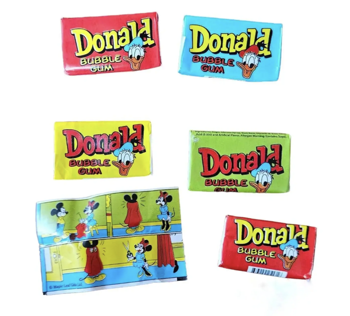 Жувальна гумка з вкладишем жуйка дональд Donald Bubble Gum Асорті мікс 5 шт - Фото 1 Жувальна гумка з вкладишем жуйка дональд Donald Bubble Gum Асорті мікс 5 шт - зображення 1