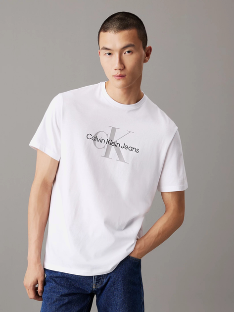 Футболка бавовняна довга чоловіча Calvin Klein 00040EM286-YAA S Біла (8720639889488) - зображення 1