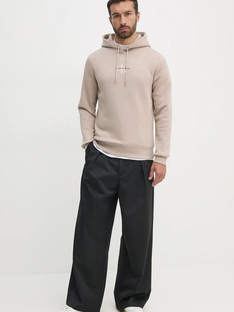 Bluza męska z kapturem Calvin Klein J30J325629-PCF XL Beżowa (8720639462247) - obraz 3