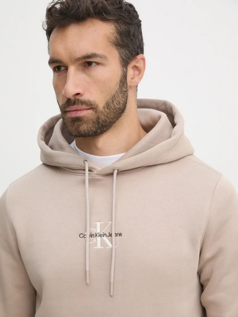 Bluza męska z kapturem Calvin Klein J30J325629-PCF XL Beżowa (8720639462247) - obraz 4