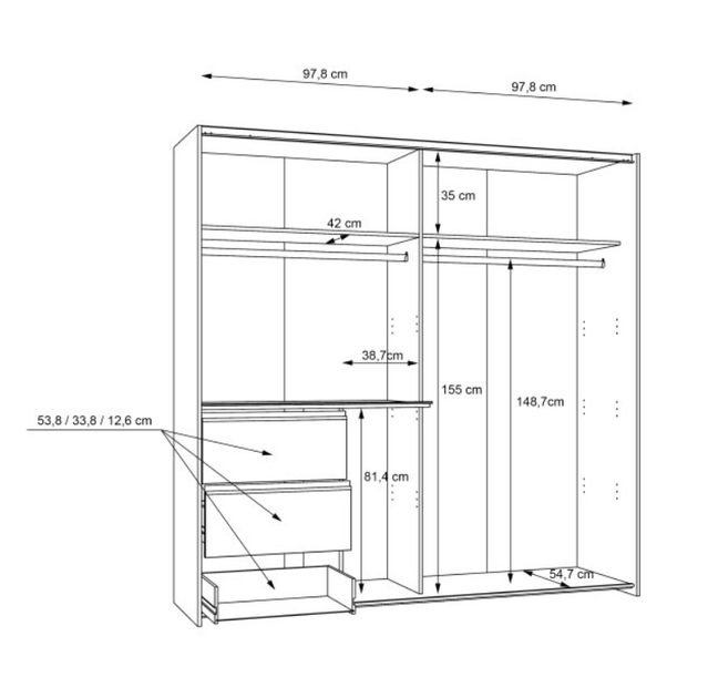 Містка шафа з ящиками для спальні Winn 2 Forte 200.1x200.5x61.2 (W2QS323E71) доступна в білому кольорі 148860 - изображение 2