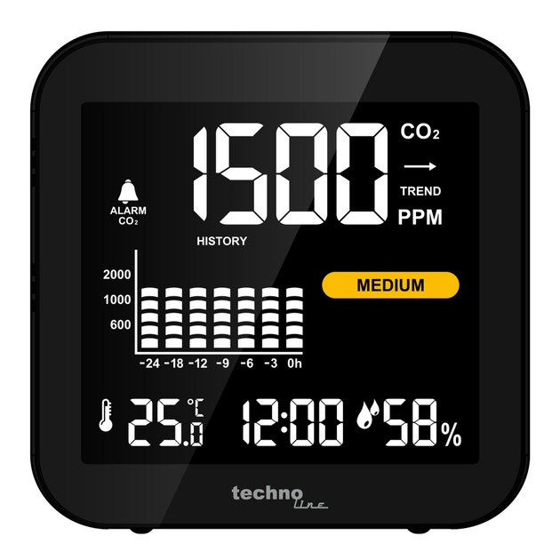 Метеостанция Technoline WL1025 с инфракрасным анализатором концентрации Black 80х80х25 мм (WL1025) - изображение 6