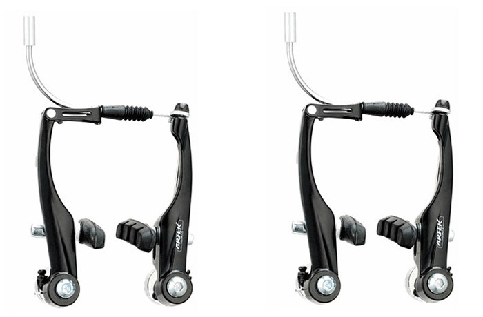 Гальмо Artek LV12DG V-brake, алюміній, чорні (на 2 колеса) - Фото 1 Гальмо Artek LV12DG V-brake, алюміній, чорні (на 2 колеса) - зображення 1