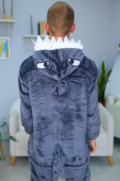 Чоловічі кігурумі доросла та підліткова Kigurumi Акула Мегалодон Сірий XL 175-185 см (1123/2) - зображення 2