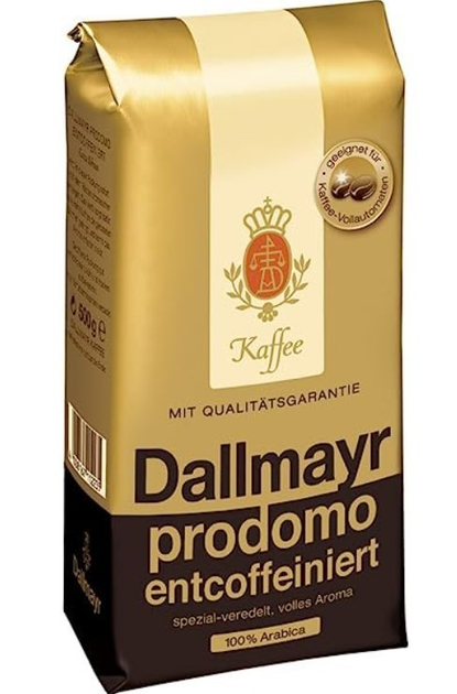 Кава в зернах без кофеїну Dallmayr Prodomo Entcoffeiniert 500 г - Фото 1 Кава в зернах без кофеїну Dallmayr Prodomo Entcoffeiniert 500 г - изображение 1